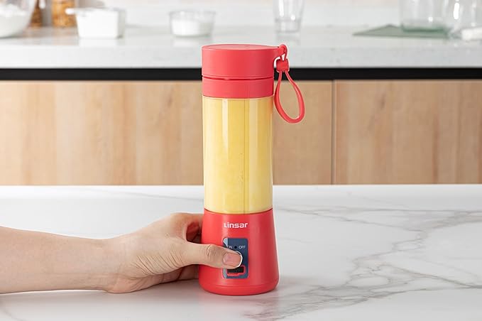 Portable Blender (Red) for Shakes and Smoothies with Durable Stainless Steel Blades for Powerful Blending Performance USB Rechargeable for Office Gym Kitchen and travel