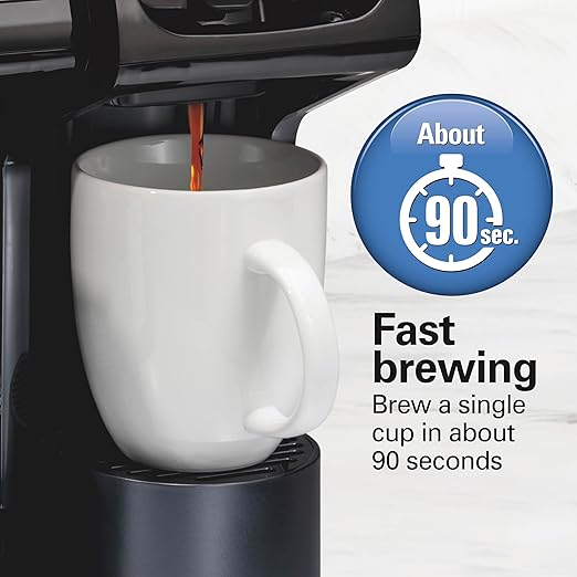 Hamilton Beach FlexBrew Trio 2-Way Coffee Maker Compatible with K-Cup Pods or Grounds Combo Single Serve &amp Full 12c Pot Black - Fast Brewing (49902)