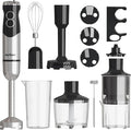 6 in 1 Professional Immersion Blender Heavy Duty Hand Blender with 12-Speed &amp 10 Attachments 20OZ Food Chopper Stainless Steel Whisk Milk Frother Electric Stick Mixer