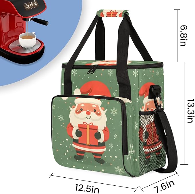 Abstract Santa Claus Coffee Maker Carrying Bag Magical Santa Claus Travel Storage Bag Compatible with K-Mini or K-Mini Plus Single Serve Coffee Brewer Carrying Case with Pockets &amp Shoulder Strap