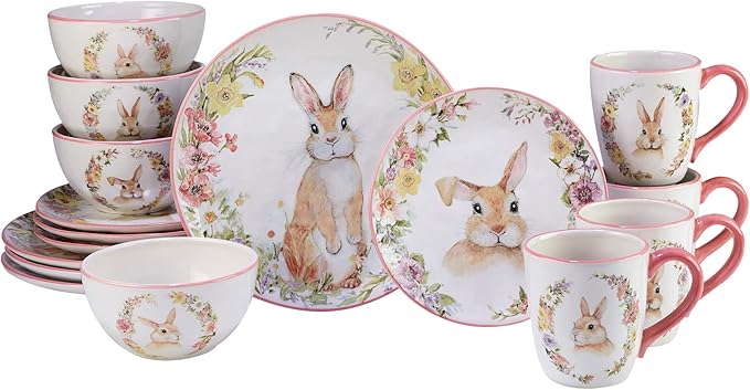 Certified International Easter Garden 16 pc Dinnerware Set Service for 4 Multicolored