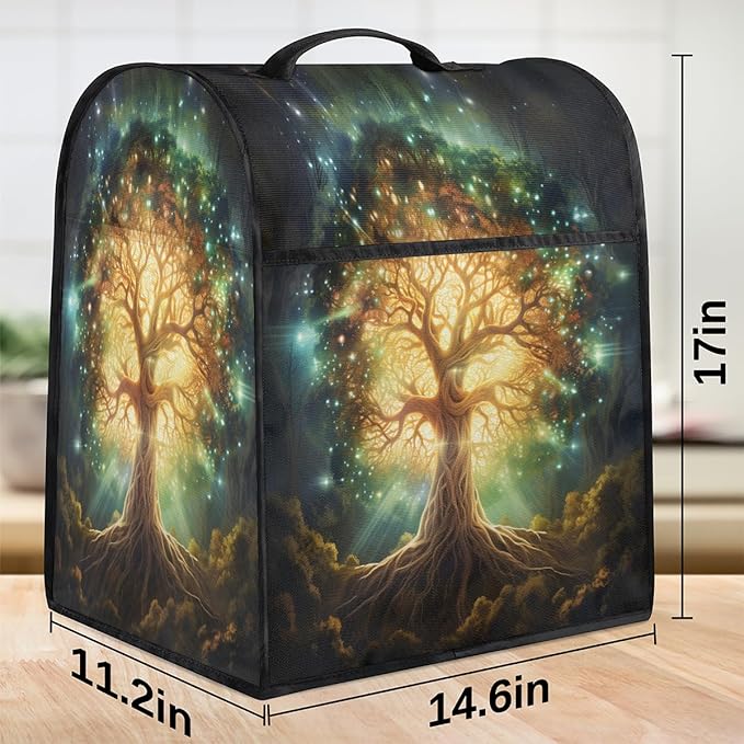 cfpolar Kitchen Aid Mixer Cover Compatible with 6-8 Quarts Tree Of Life Green Stand Mixer Cover Kitchen Aid Mixers Accessories Appliance Organizer Bag Dust Covers with Zipper Pocket