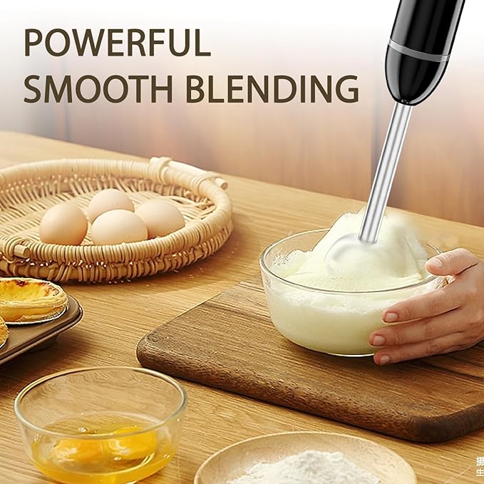 Bonsenkitchen Hand Blender Immersion Blender with 2 Mixing Speeds Portable Electric Stick Mixer Stainless Steel Blades Perfect for Soup Smoothie Puree Baby Food Easy Clean Compact Design