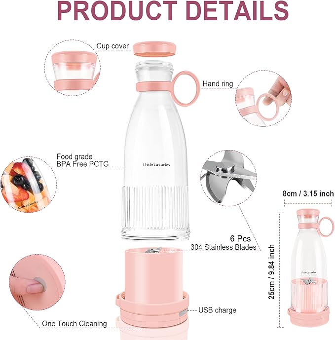 Portable Manual Food Blender Pink