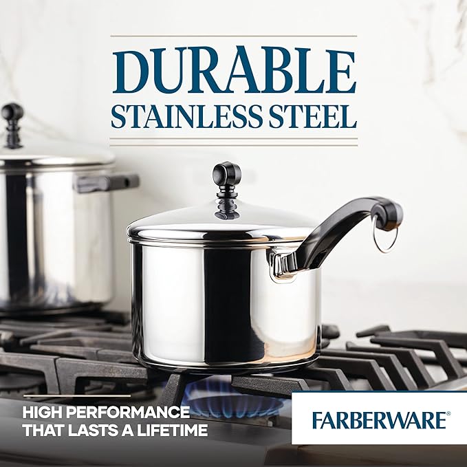Farberware Classic Stainless Steel Sauce Pan/Saucepan with Lid 3 Quart Silver