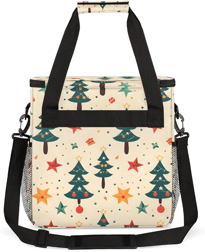 Colorful Tree Christmas Coffee Maker Carrying Bag Travel Storage Bag Compatible with K-Mini or K-Mini Plus Single Serve Coffee Brewer Carrying Case with Multiple Pockets &amp Shoulder Strap