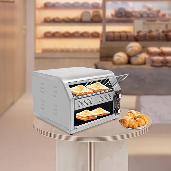 Commercial Conveyor Toaster2400w 110v Stainless Steel Conveyor Toaster450pcs/HourStainless Steel Restaurant Tosh Furnace With Three Heating Modes And 1-7 Speed Control For KitchensBakeries