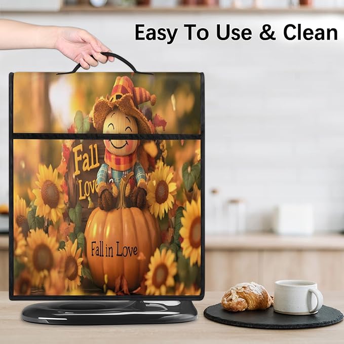 cfpolar Kitchen Aid Mixer Cover Compatible with 6-8 Quarts Pumpkin Scarecrow Sunflower Stand Mixer Cover Kitchen Aid Mixers Accessories Appliance Organizer Bag Dust Covers with Zipper Pocket
