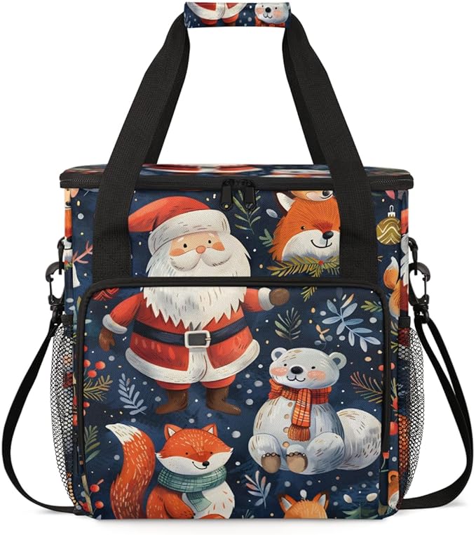 Fantastic Santa Claus Coffee Maker Carrying Bag Magical Santa Claus Travel Storage Bag Compatible with K-Mini or K-Mini Plus Single Serve Coffee Brewer Carrying Case with Pockets &amp Shoulder Stra