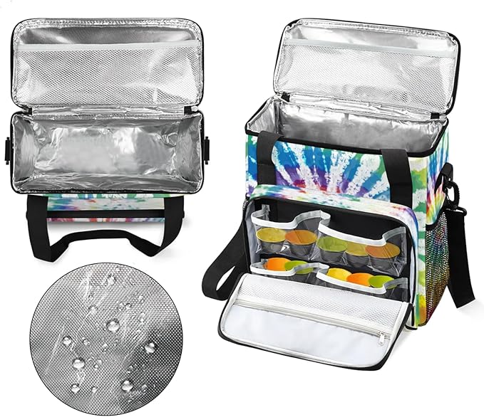 Tie-Dye Coffee Maker Travel Bag for Keurig K-Mini/K-Mini Plus Insulated Waterproof Tote with Pockets for K-Cup Portable Single-Serve Brewer Case