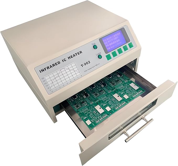 1500w Reflow Oven IR Convection Oven with PC Connectivity 8 Pre-Set Waves 350°C Drawer Style for SMT PCB LED Board Soldering