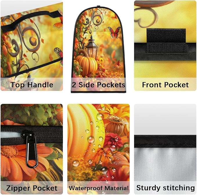 cfpolar Kitchen Aid Mixer Cover Compatible with 6-8 Quarts Pumpkin Butterfly Flower Stand Mixer Cover Kitchen Aid Mixers Accessories Appliance Organizer Bag Dust Covers with Zipper Pocket
