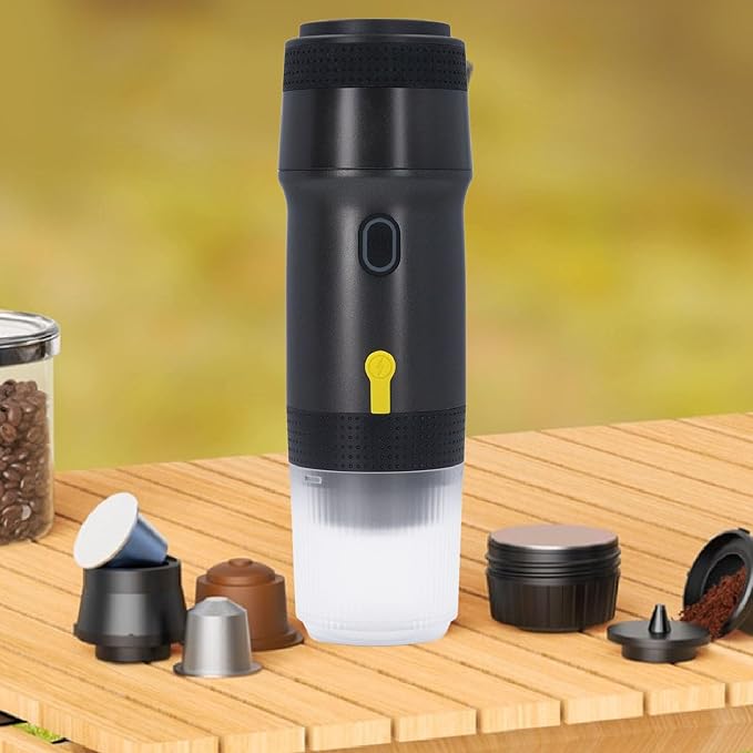 20 Bar Coffee Maker Portable Compact Machine with Lithium Battery 3 in 1 Design for &amp Capsules Coffee Powder Fast Heating Components for Travel (US Plug 100‑240V)