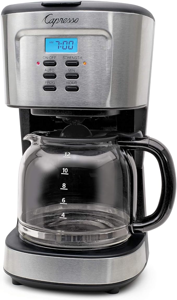Capresso 12-Cup Coffee Maker with Glass Carafe Stainless and Black 416.05