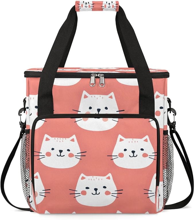 Cute Face Cats Coffee Maker Carrying Bag for Keurig K-Mini or K-Mini Plus Storage Portable Coffee Maker Travel Bag