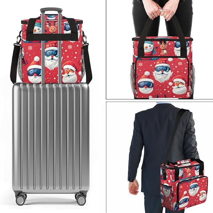 Gothic Santa Claus Coffee Maker Carrying Bag Portable Travel Storage Tote Bag Compatible with K-Mini or K-Mini Plus Single Serve Coffee Brewer Carrying Case with Multiple Pockets &amp Shoulder Stra
