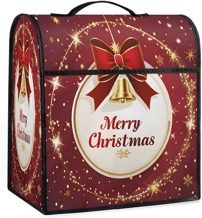cfpolar Kitchen Aid Mixer Cover Compatible with 6-8 Quarts Xmas Christmas Bells Stand Mixer Cover Kitchen Aid Mixers Accessories Appliance Organizer Bag Dust Covers with Zipper Pocket