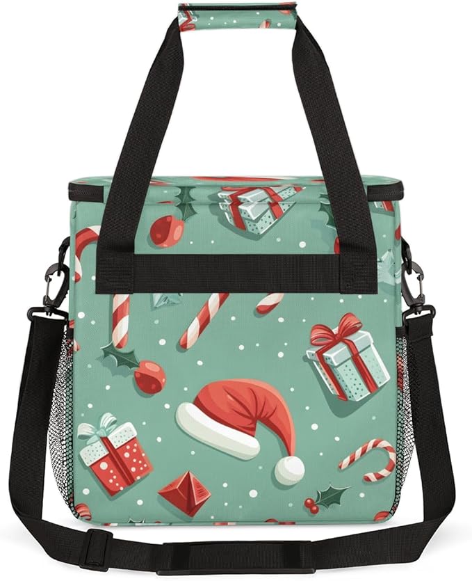 Christmas Hat Coffee Maker Carrying Bag Abstract Hat Travel Storage Bag Compatible with K-Mini or K-Mini Plus Single Serve Coffee Brewer Carrying Case with Multiple Pockets &amp Shoulder Strap