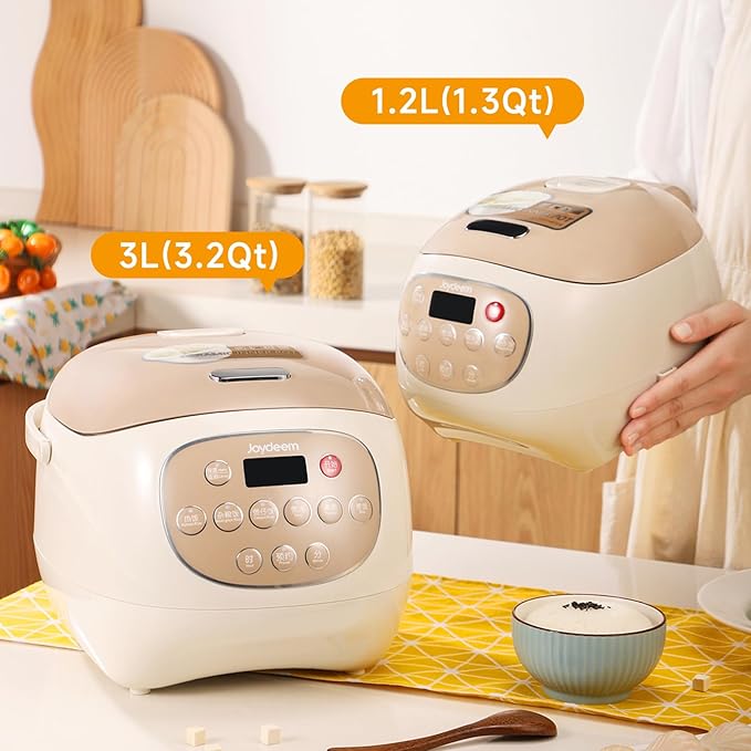 Joydeem Mini Ceramic Rice Cooker 2.5 Cups Uncooked Rice Cookers with Pure Ceramic Inner Pot Healthy &amp PFOA Free 1.2L/1.3 qt DFB-C120