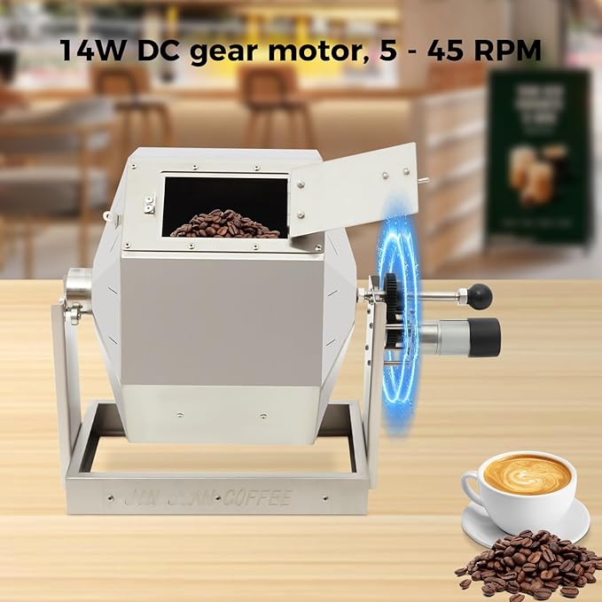 Coffee Bean Roaster Electric Coffee Roaster coffee Bean Baker Peanut Roasters Gas Burner Drum Type Stainless Steel for Home and Commercial Use14.5L/3.83gal
