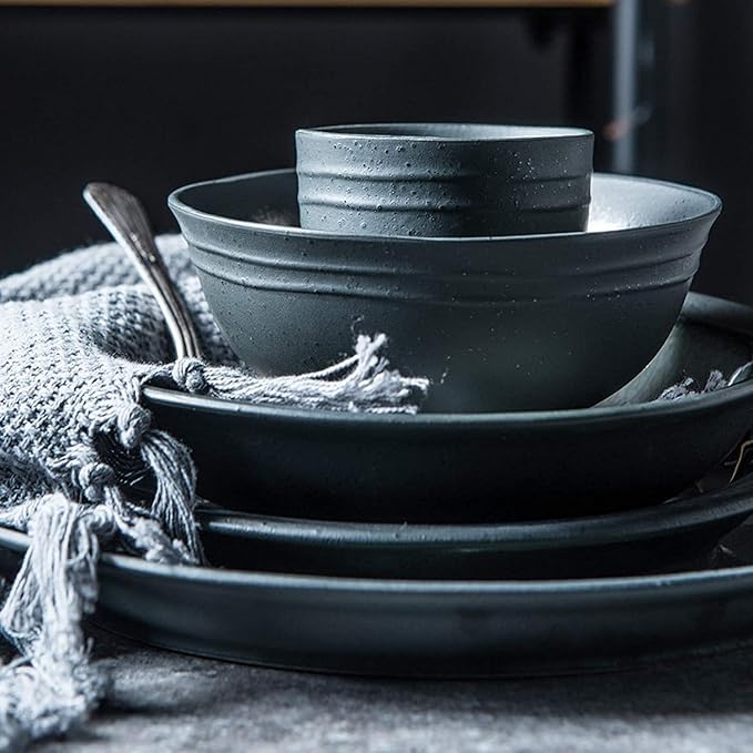 Dinnerware Sets - Luxury Gift Dishes Service Set Porcelain Dinnerware Sets 32 Pieces Retro Ice Glaze Ceramics Dinner Combination Set | Cereals Bowls and Steak Plates Sets