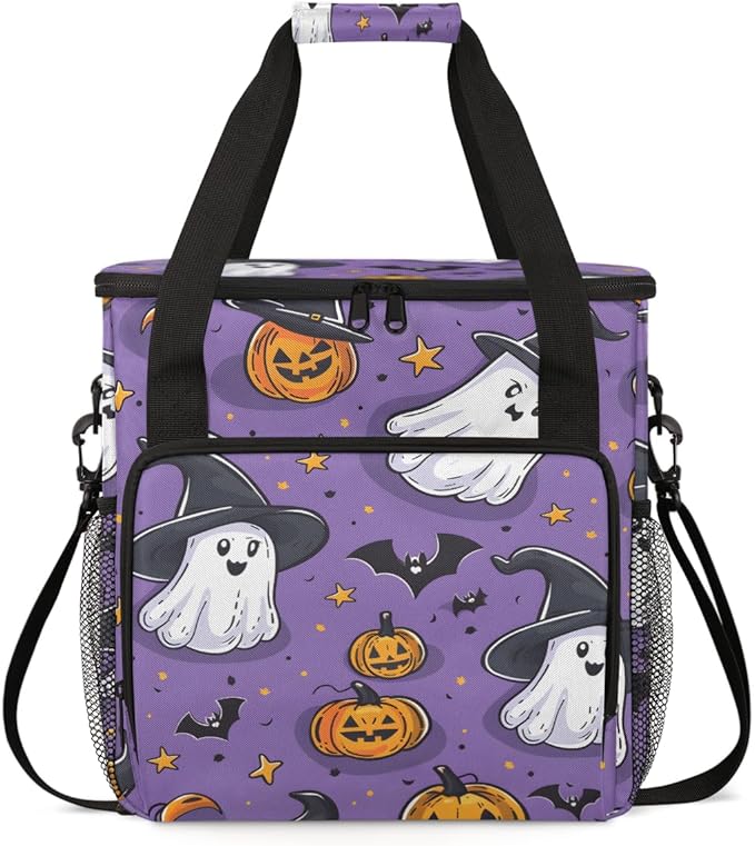 Halloween Pumpkin Coffee Maker Carrying Bag Cute Pumpkin Travel Storage Bag Compatible with K-Mini or K-Mini Plus Single Serve Coffee Brewer Carrying Case with Multiple Pockets &amp Shoulder Strap
