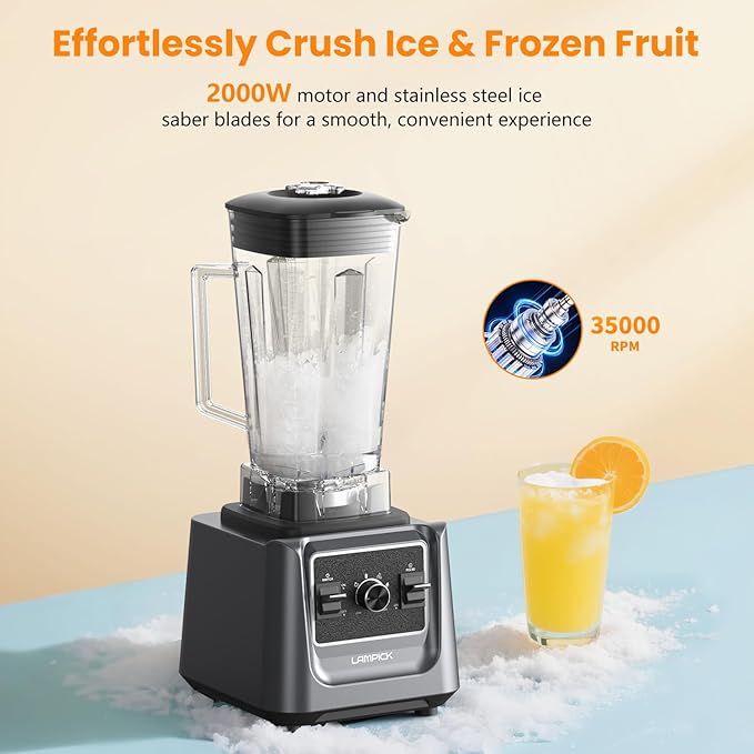 Blenders for Kitchen 2000W Blender for Smoothies 35000 RPM Professional Grade High-Speed Smoothie Blender with 68 oz Pitcher &amp 27 oz To-Go Cup for Shakes Ice Crushing and Frozen Fruit