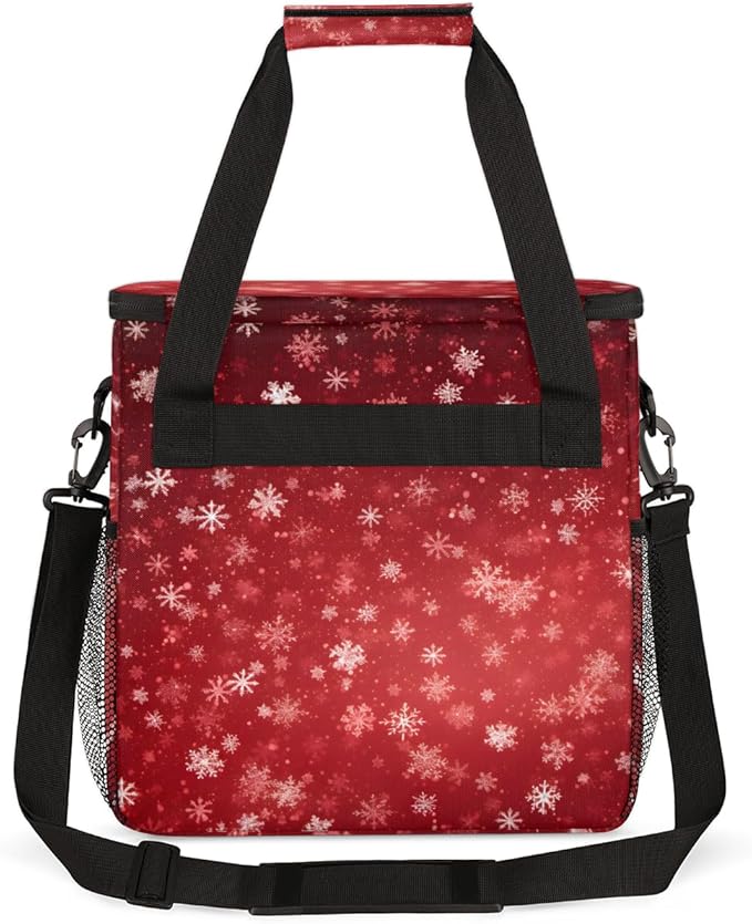 Abstract Snowflakes Christmas Coffee Maker Carrying Bag Travel Storage Bag Compatible with K-Mini or K-Mini Plus Single Serve Coffee Brewer Carrying Case with Multiple Pockets &amp Shoulder Strap