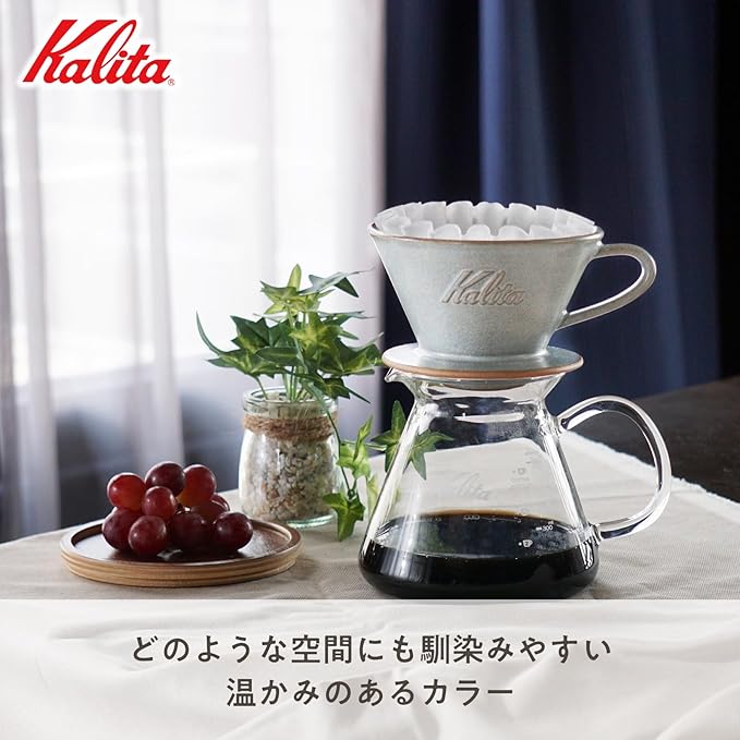 Carita Coffee Dripper Mino Ware High Heat Retention Pottery for 2 to 4 People Sand Gray #02105 Wave Series Made in Japan Drip Equipment For 2 People For 4 Cups Porcelain Stylish Outdoor