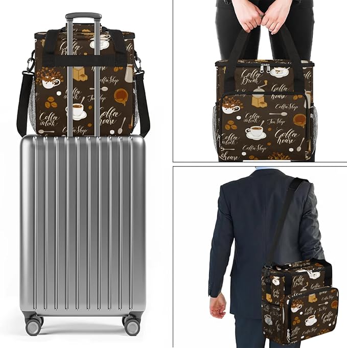 coffee sugar coffee beans Coffee Maker Carring Bag Travel Carrying Storage Tote Bag Compatible with Keurig K-Mini or K-Mini Plus Portable Single Serve Coffees Brewer Case with Pockets for K-cup Pods