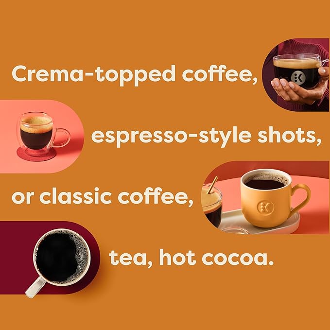 Keurig K-Crema Single Serve K-Cup Pod Coffee Maker PressureInfusion &amp MultiStream Technology Brews Crema-Topped Coffee Espresso-Style Shots Classic Coffee Tea Cocoa 72 oz Removable Reservoi