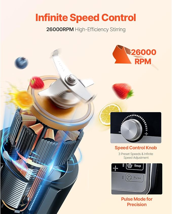 Happybuy 1400W Professional Blender for Smoothies 85 oz Capacity Multi-Functional Kitchen Blender with Noise Cover Perfect for Smoothies Milkshakes and Juices
