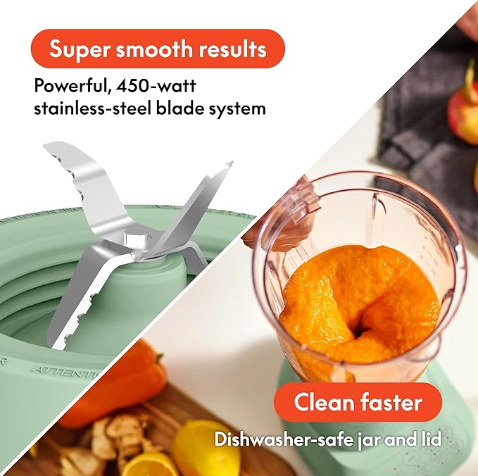 bella 10 Speed Countertop Blender Juicer &amp Smoothie Maker Fits-anywhere™ Kitchenware Slim Flip &amp Store Design Dishwasher Safe 48oz Capacity Pitcher &amp Lid Stainless Steel Blade 450 Wa