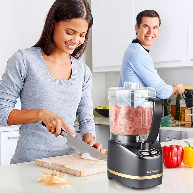 La Reveuse 300W Personal Size Blender (Silver) + La Reveuse 2-Cup Mini Food Chopper (Metallic Grey)