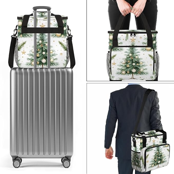 Oil Painting Tree Coffee Maker Carrying Bag Christmas Festivals Travel Storage Bag Compatible with K-Mini or K-Mini Plus Single Serve Coffee Brewer Carrying Case with Pockets &amp Shoulder Strap