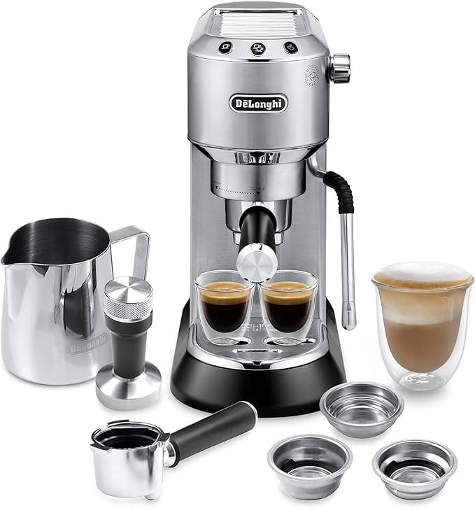 De’Longhi Dedica Arte Espresso Machine with My LatteArt Steam Wand (Milk Frother) 15-Bar Pump &amp 3-Level Temp Control - Compact Espresso Maker for Latte &amp Cappuccino - Italian Stainless Steel