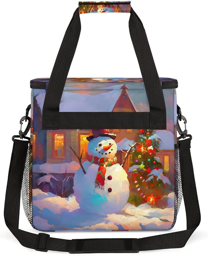 Christmas Snowman Coffee Maker Carrying Bag Abstract Snowman Travel Storage Bag Compatible with K-Mini or K-Mini Plus Single Serve Coffee Brewer Carrying Case with Multiple Pockets &amp Shoulder St