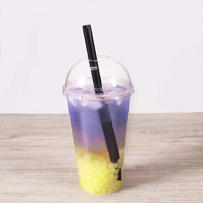 Karat [1600 ct] 9 Boba Straws (0.39 Diameter) Individually Wrapped Diagonal Cut | Black