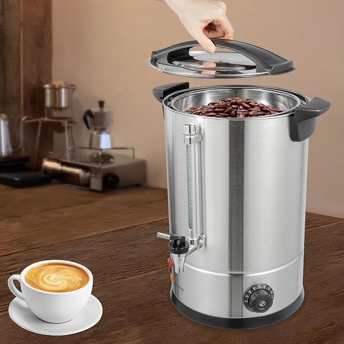 Coffee Urn 80 Cup Coffee Percolator Commercial Coffee Maker 12L Dual Wall Stainless Steel Coffee Maker Hot Water Beverage Dispenser Electric Coffee Urn For Catering Wedding Party