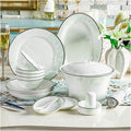 Dinnerware Sets - Luxury Gift Dishes Service Set Ceramics Dinnerware Set with 46-Piece Bowl/Stockpot/Dish/Spoon|Bone China Dinner Sets Fresh Green Porcelain Combin