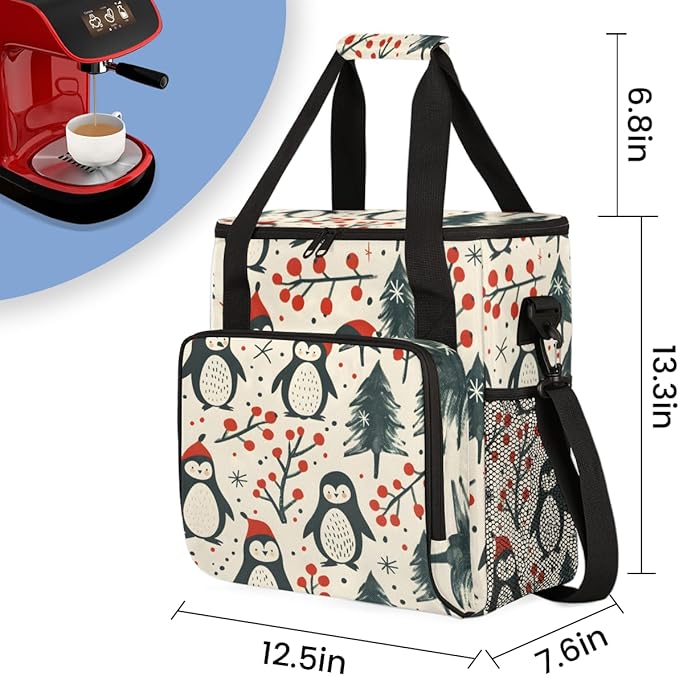 Cartoon Tree Coffee Maker Carrying Bag Gothic Tree Travel Storage Bag Compatible with K-Mini or K-Mini Plus Single Serve Coffee Brewer Carrying Case with Multiple Pockets &amp Shoulder Strap