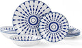 Bestone Ceramic 12-Pieces Dinnerware Sets Ceramic Dish Plates and Bowls Sets Dishes Set for 4 Dinner Salad Dessert Plates and Cereal Bowls Set GiftVintage Blue