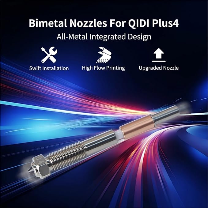 for QIDI Plus4 Bimetallic Nozzle 0.4mm Resistance Quick Removal Ceramic Insulation Integration Nozzles for QIDI Plus4