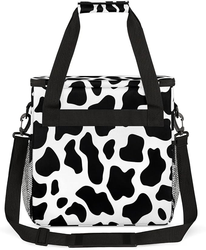 Cow Print Coffee Maker Travel Bag for Keurig K-Mini/K-Mini Plus Insulated Waterproof Tote with Pockets for K-Cup Portable Single-Serve Brewer Case