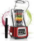 CRANDDI Professional Smoothie Blender 2200W Commercial Soundproof Quiet blender with Removable Soundproof Shield for Crushing Ice MilkShakes Puree Self-Cleaning 50oz 110V K80 (Red)