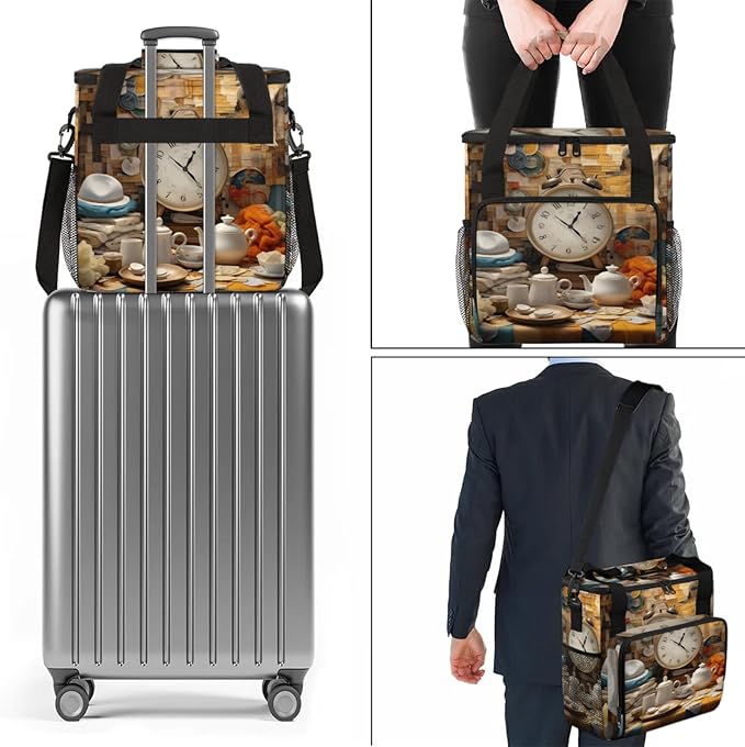 Coffee Time Coffee Maker Travel Bag for Keurig K-Mini/K-Mini Plus Insulated Waterproof Tote with Pockets for K-Cup Portable Single-Serve Brewer Case