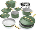 Gotham Steel Modern 11 Pc Ceramic Cookware Set Elegantly Designed Pots and Pans Set Non Stick with Steamer Induction Bottom Premium Stay Cool Handles Non Toxic PFOA Free Oven &amp Dishwasher Saf