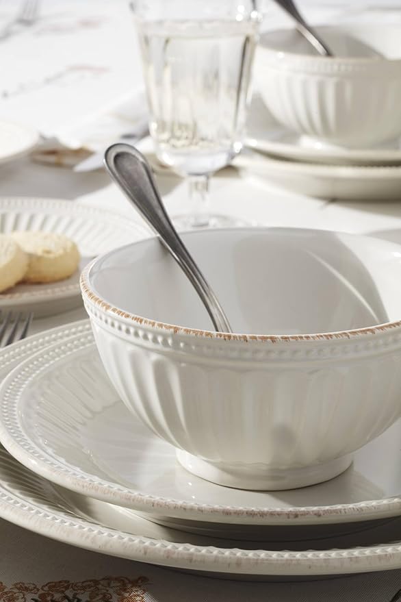 Lenox 897388 French Perle Groove 12-Piece Dinnerware Set Service For 4