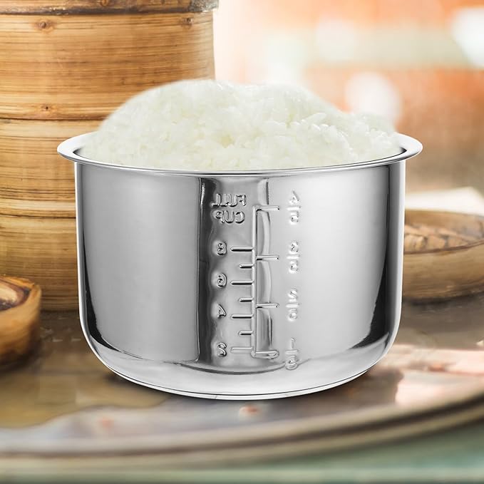 Baluue Stainless Steel Rice Cooker Inner Pot 4L Widely Compatible Easy Clean Suitable for Home Use Silver Household Rice Cooker Inner Pot 8.66x8.66x5.19 Inches