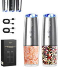 Bundled Sangcon Gravity Electric Salt and Pepper Grinder Set RECHARGEABLE Automatic Salt Pepper Shakers USB-C No Battery Needed